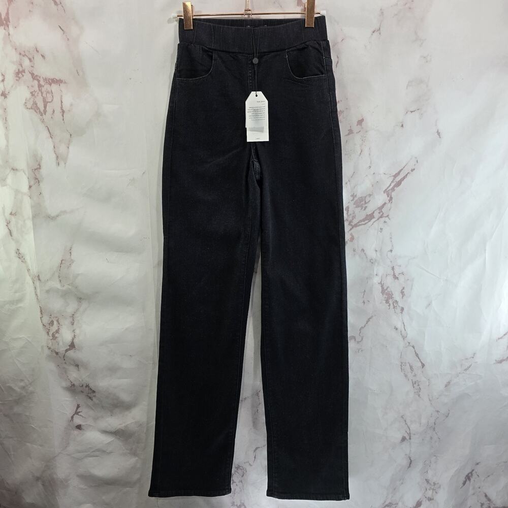Universal Standard Jeans Womens 24 00 4XS Black High Rise Pull On Straight Denim